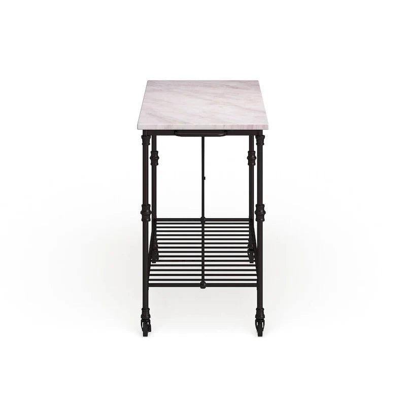 Black Faux Marble Rolling Kitchen Island