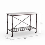 Black Faux Marble Rolling Kitchen Island