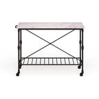 Black Faux Marble Rolling Kitchen Island