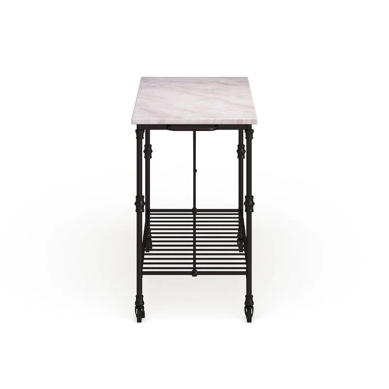 Black Faux Marble Rolling Kitchen Island