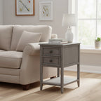 Vintage Gray Two Drawer Side Table