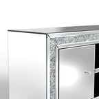 59 Mirrored TV Stand with Crushed Diamond Inlay and Storage Cabinets