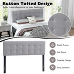 Full/Queen Size Linen Fabric Upholstered Button-Tufted Headboard