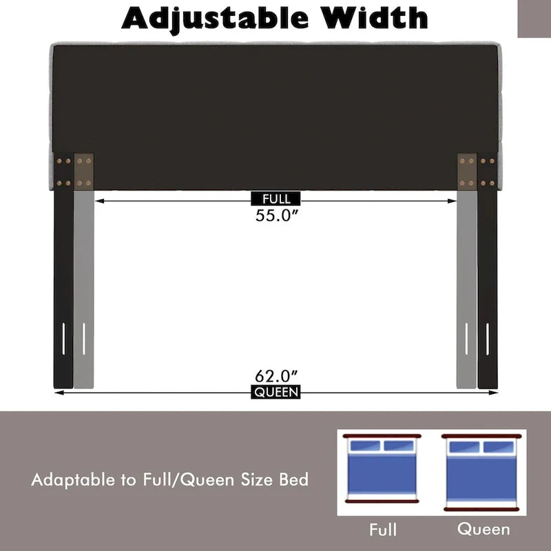 Full/Queen Size Linen Fabric Upholstered Button-Tufted Headboard