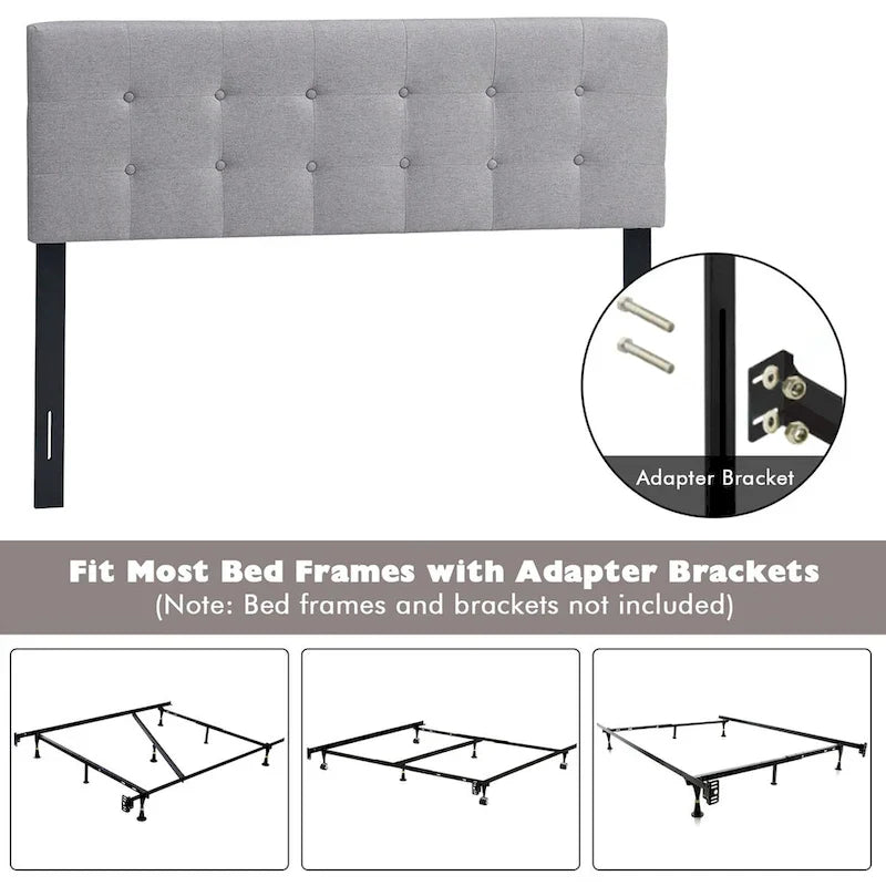 Full/Queen Size Linen Fabric Upholstered Button-Tufted Headboard
