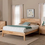 Carved Honeycomb Platform Bed – Natural Wood