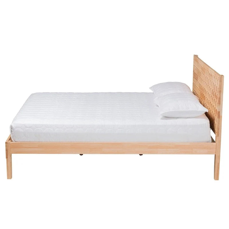 Carved Honeycomb Platform Bed – Natural Wood