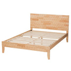 Carved Honeycomb Platform Bed – Natural Wood