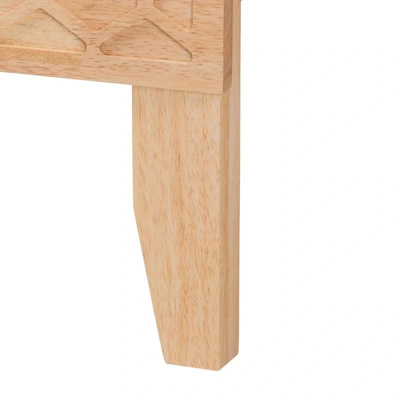 Carved Honeycomb Platform Bed – Natural Wood