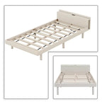 Twin Size Wooden Platform Bed Frame with USB Charging Port