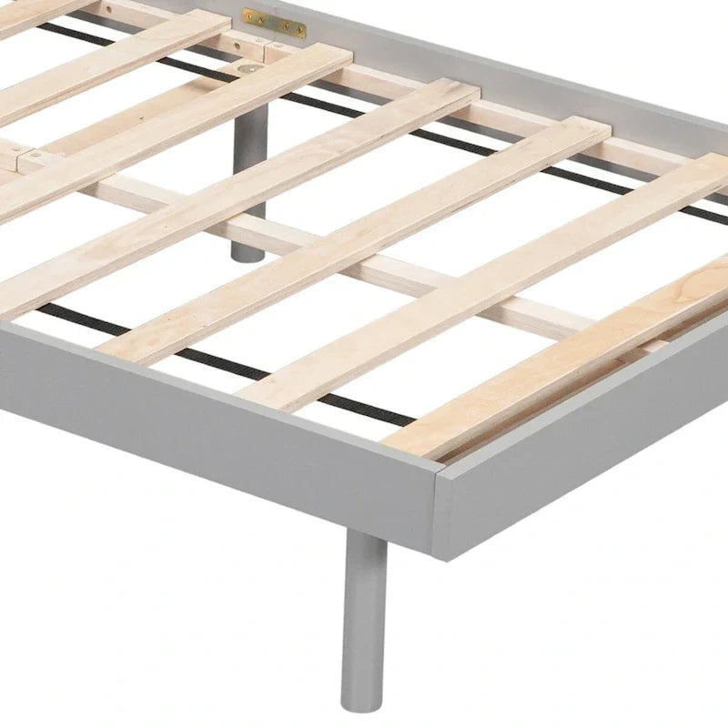 Twin Size Wooden Platform Bed Frame with USB Charging Port