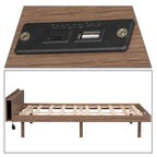 Twin Size Wooden Platform Bed Frame with USB Charging Port