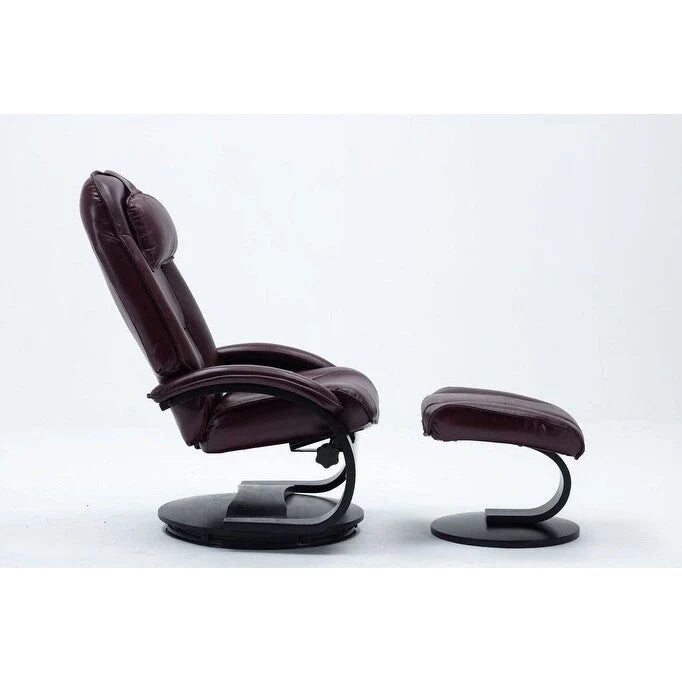 Top-Grain Leather Swivel Recliner with Ottoman