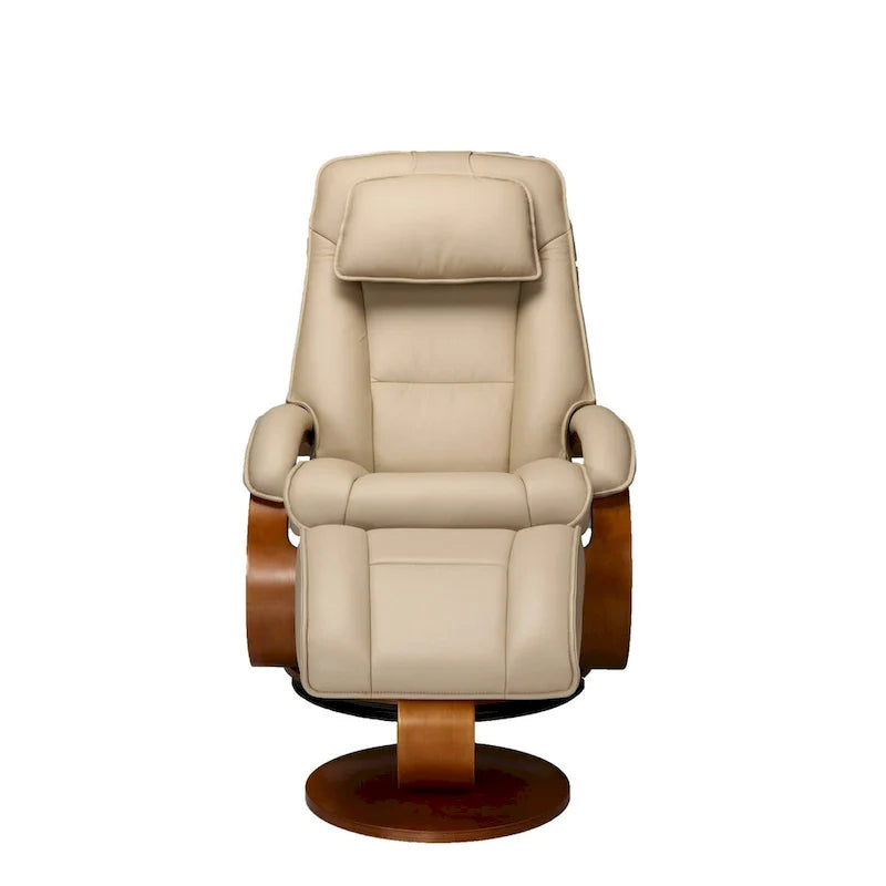 Top-Grain Leather Swivel Recliner with Ottoman