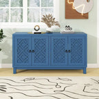 4-Door Buffet Cabinet with Pull-Ring Handles and Adjustable Shelves
