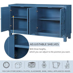 4-Door Buffet Cabinet with Pull-Ring Handles and Adjustable Shelves