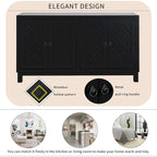 4-Door Buffet Cabinet with Pull-Ring Handles and Adjustable Shelves