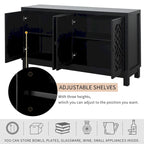 4-Door Buffet Cabinet with Pull-Ring Handles and Adjustable Shelves