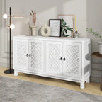 4-Door Buffet Cabinet with Pull-Ring Handles and Adjustable Shelves