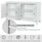 4-Door Buffet Cabinet with Pull-Ring Handles and Adjustable Shelves