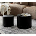 Round Nesting Coffee Table Set of 2, MDF with Storage Function