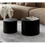 Round Nesting Coffee Table Set of 2, MDF with Storage Function