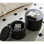 Round Nesting Coffee Table Set of 2, MDF with Storage Function