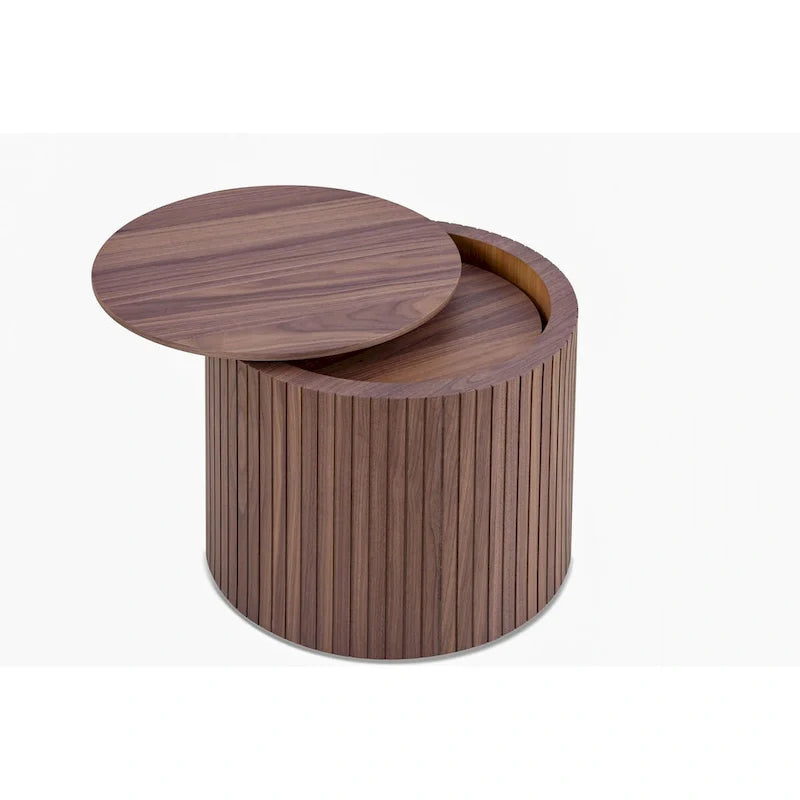 Round Nesting Coffee Table Set of 2, MDF with Storage Function