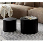 Round Nesting Coffee Table Set of 2, MDF with Storage Function