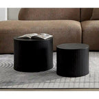 Round Nesting Coffee Table Set of 2, MDF with Storage Function