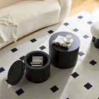 Round Nesting Coffee Table Set of 2, MDF with Storage Function