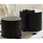 Round Nesting Coffee Table Set of 2, MDF with Storage Function