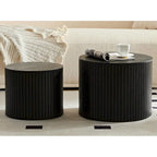 Round Nesting Coffee Table Set of 2, MDF with Storage Function