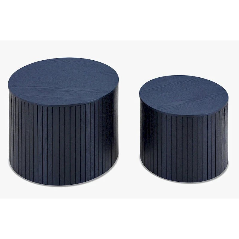 Round Nesting Coffee Table Set of 2, MDF with Storage Function