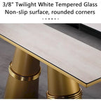 60-Inch Rectangular Glass Console Table with Metal Base