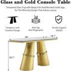 60-Inch Rectangular Glass Console Table with Metal Base