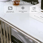 60-Inch Rectangular Glass Console Table with Metal Base