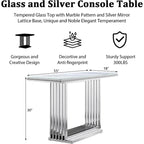 60-Inch Rectangular Glass Console Table with Metal Base