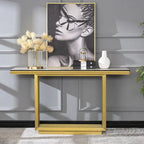60-Inch Rectangular Glass Console Table with Metal Base