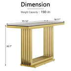 60-Inch Rectangular Glass Console Table with Metal Base