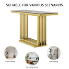 60-Inch Rectangular Glass Console Table with Metal Base