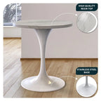 Round Dining Table with Resin Tabletop and White Steel Pedestal Base