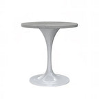 Round Dining Table with Resin Tabletop and White Steel Pedestal Base