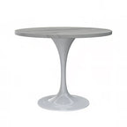 Round Dining Table with Resin Tabletop and White Steel Pedestal Base