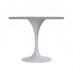 Round Dining Table with Resin Tabletop and White Steel Pedestal Base