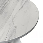 Round Dining Table with Resin Tabletop and White Steel Pedestal Base