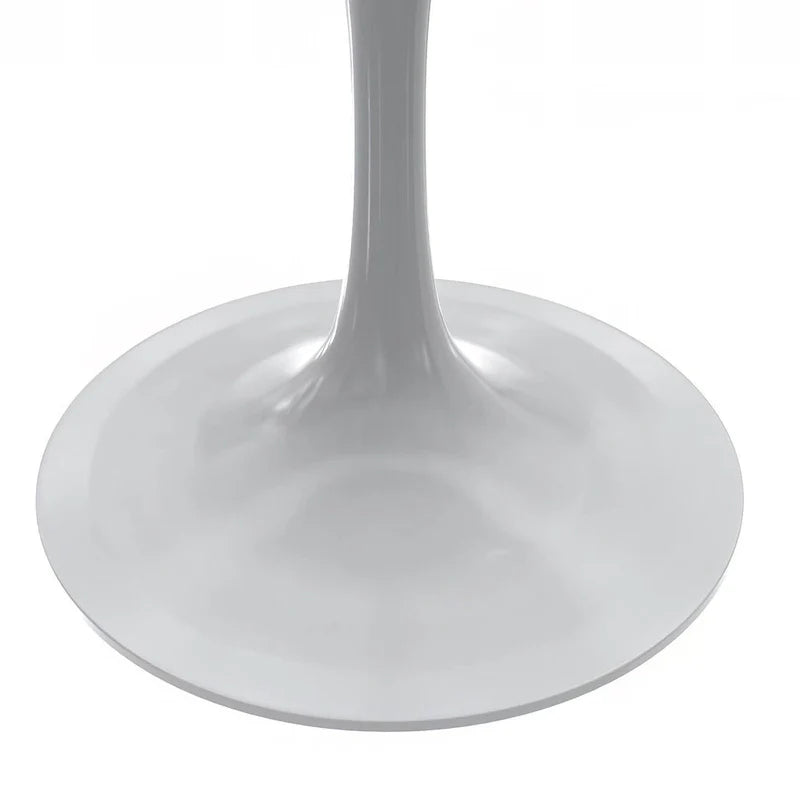 Round Dining Table with Resin Tabletop and White Steel Pedestal Base