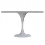 Round Dining Table with Resin Tabletop and White Steel Pedestal Base