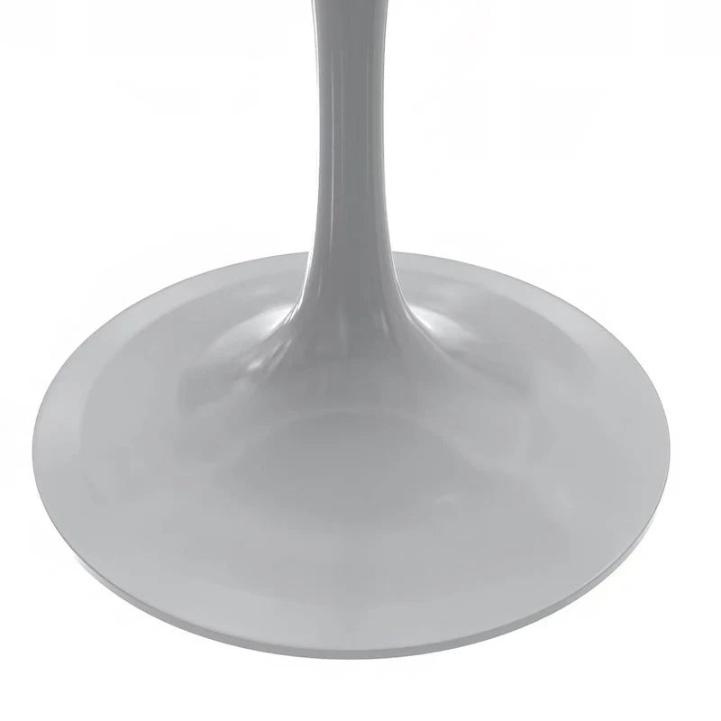 Round Dining Table with Resin Tabletop and White Steel Pedestal Base