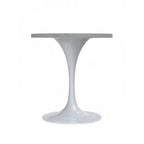 Round Dining Table with Resin Tabletop and White Steel Pedestal Base